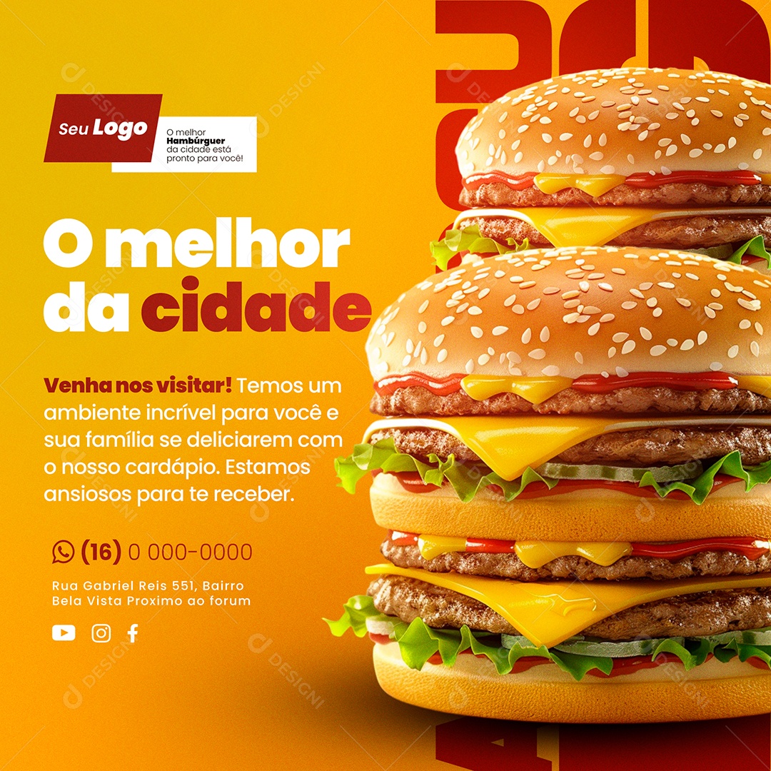 Hamburgueria o Melhor da Cidade Social Media PSD Editável