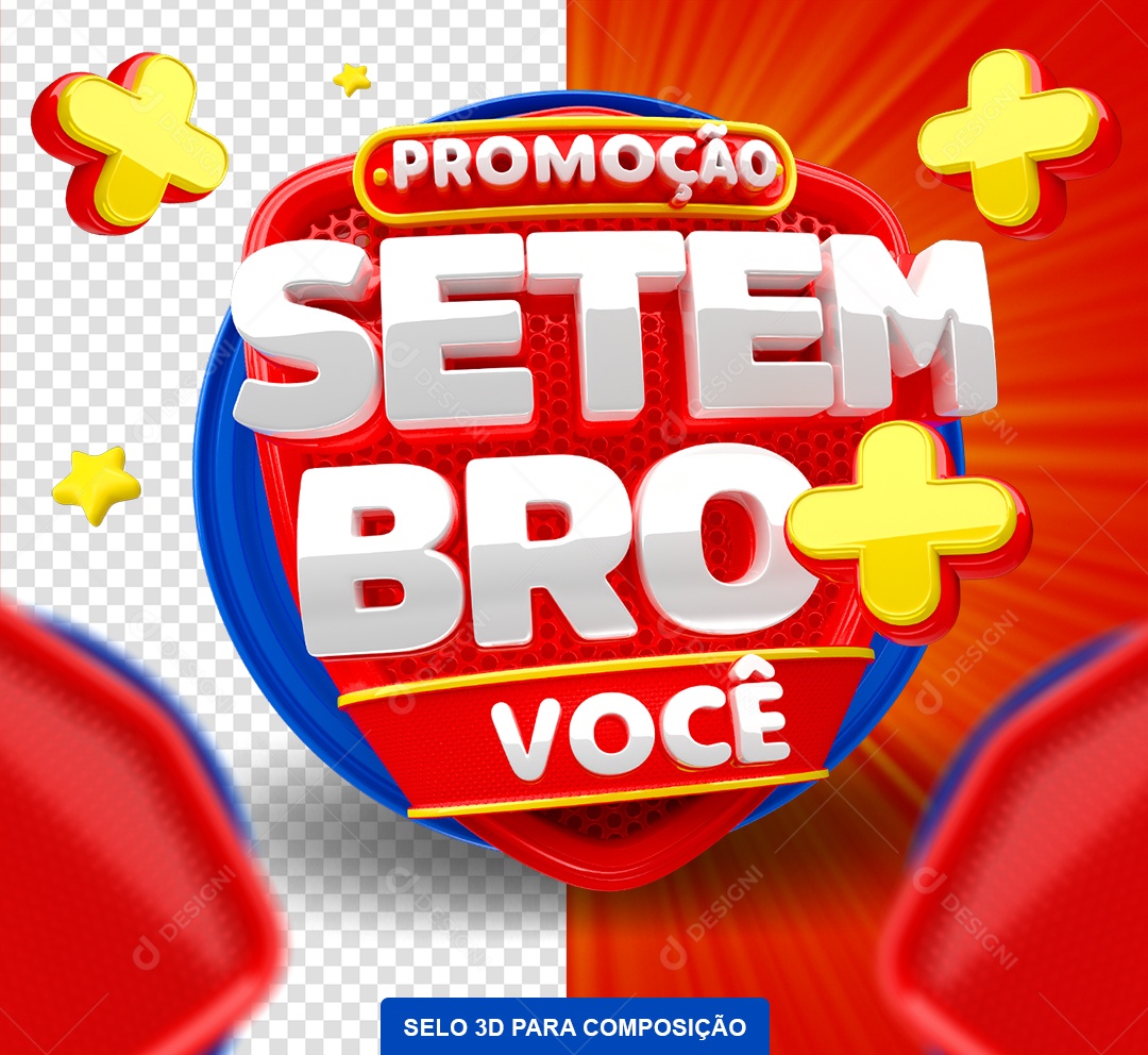 Selo 3D Promoção Setembro Mais Você Vermelho para Composição PSD