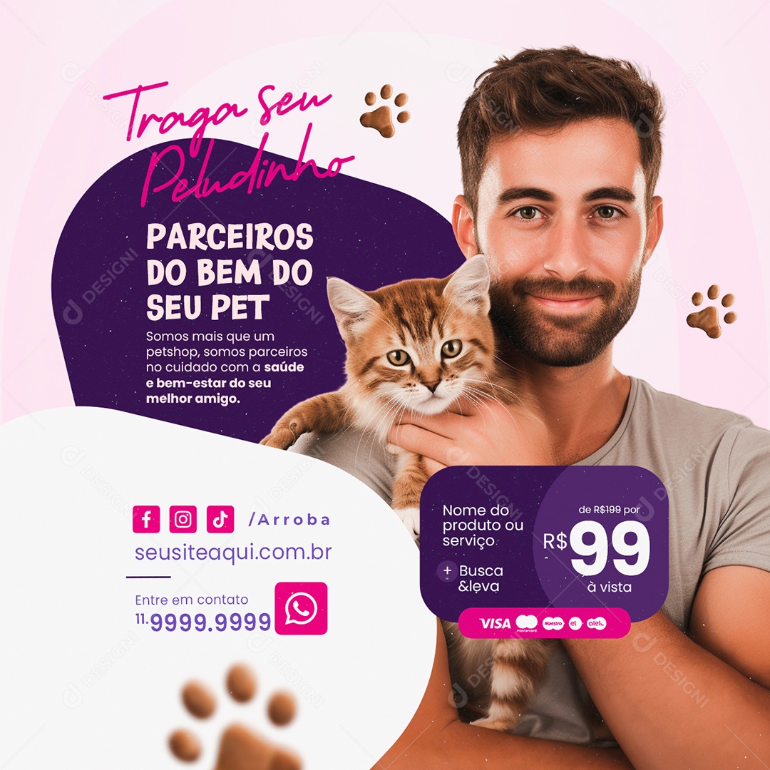 Social Media Petshop Traga seu Peludinho PSD Editável
