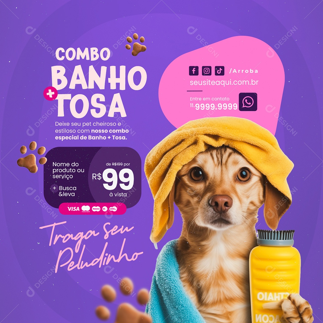 Petshop Combo Banho Tosa Social Media PSD Editável