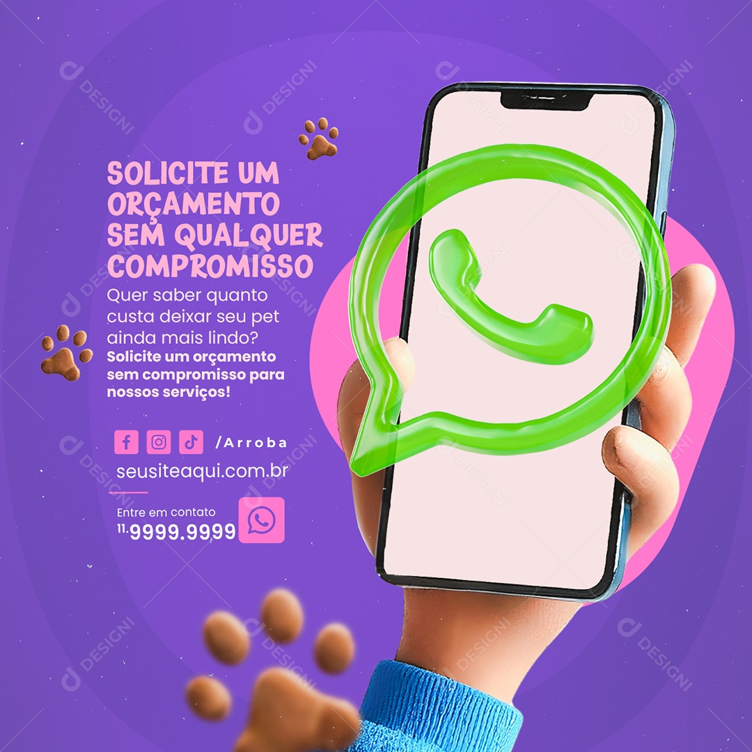 Petshop Solicite um Orçamento Sem Qualquer Compromisso Social Media PSD Editável