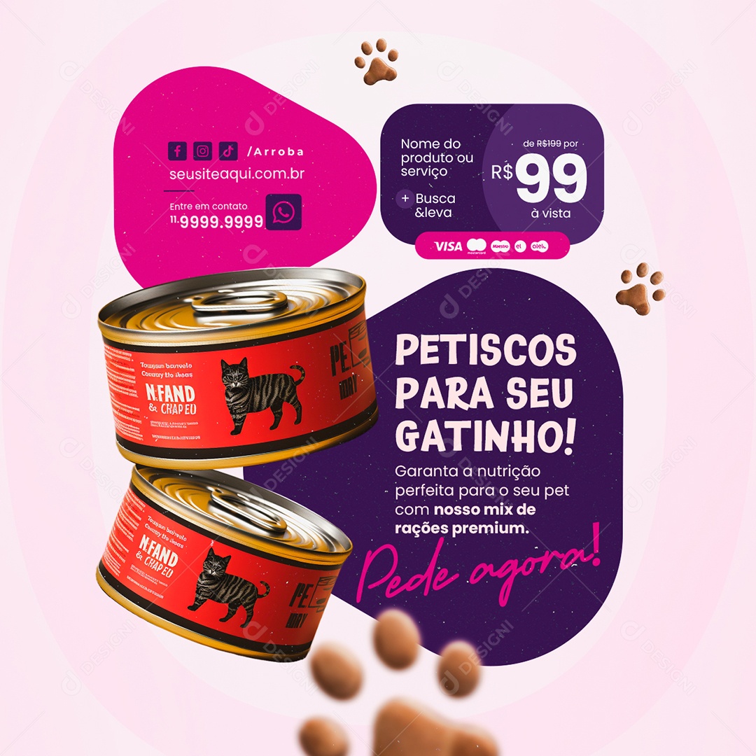 Petshop Petiscos para Seu Gatinho Social Media PSD Editável