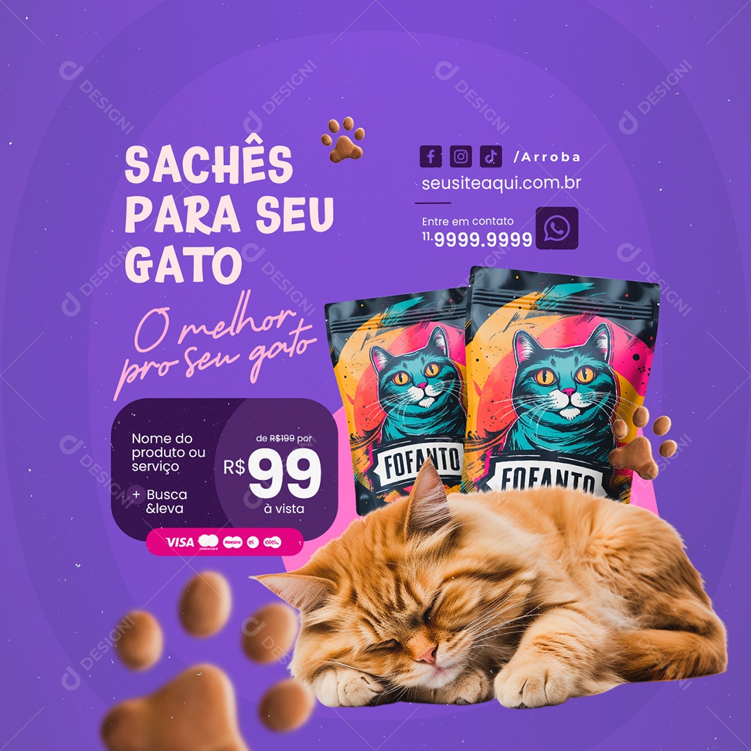 Petshop Sachês Para seu Gato Social Media PSD Editável
