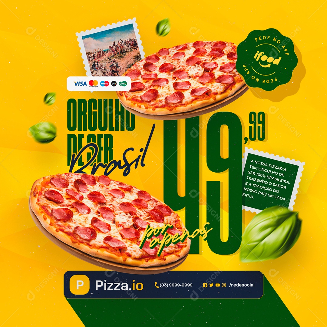 Pizzaria Orgulho de Ser Brasil Social Media PSD Editável