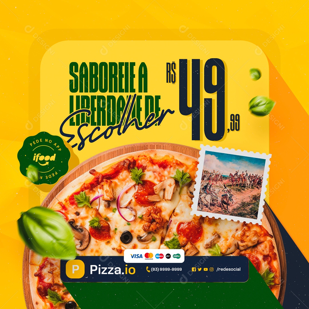 Pizzaria Saboreie a Liberdade Social Media PSD Editável