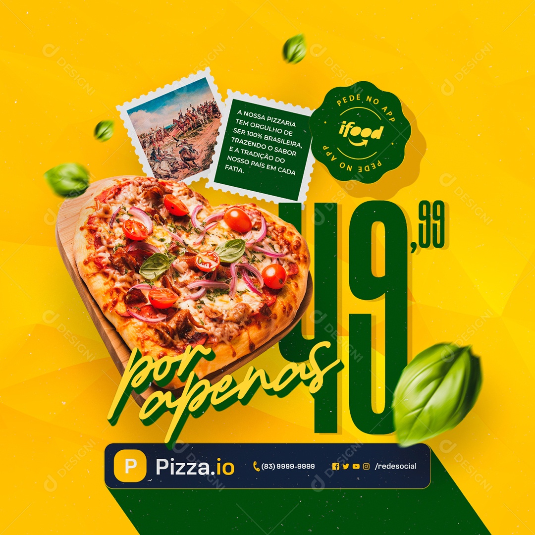 Pizzaria Pede no App Ifood Social Media PSD Editável