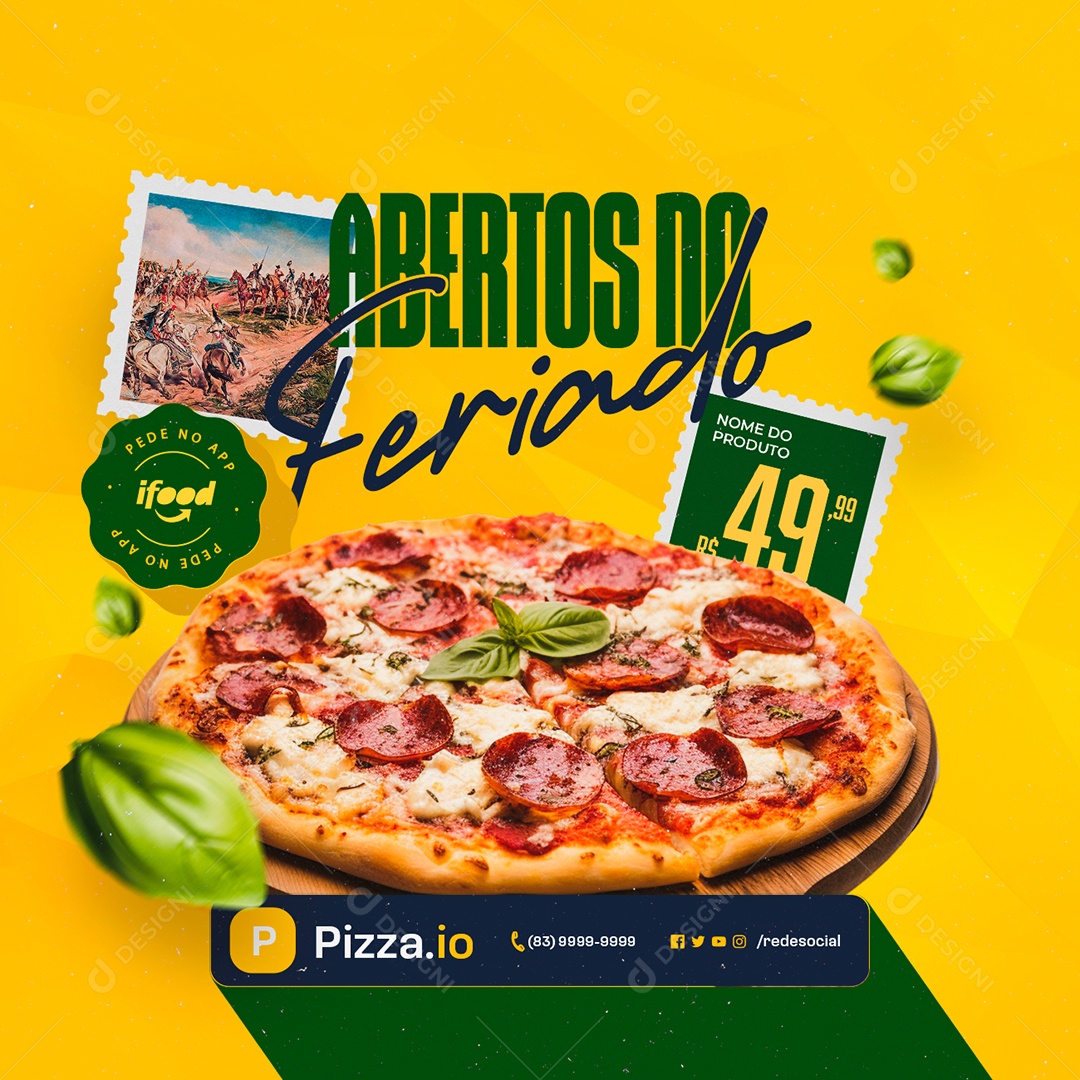 Pizzaria Abertos do Feriado Social Media PSD Editável
