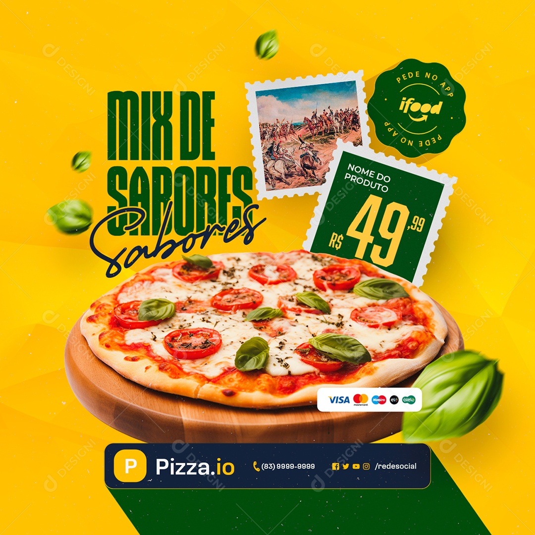 Pizzaria Mix de Sabores Social Media PSD Editável