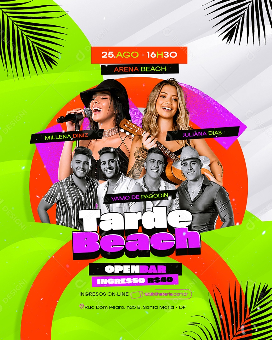 Flyer Tarde Beach Social Media PSD Editável