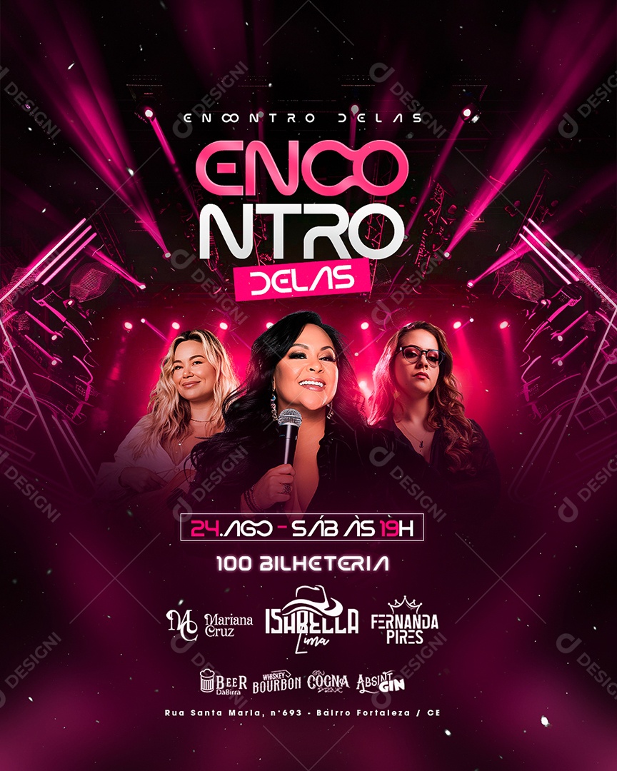Flyer Encontro Delas Mariana Cruz Isabella Lima Social Media PSD Editável
