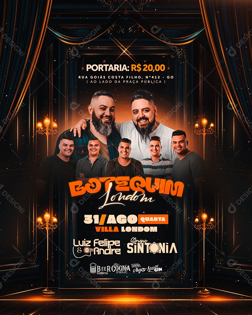 Flyer Botequim London Social Media PSD Editável