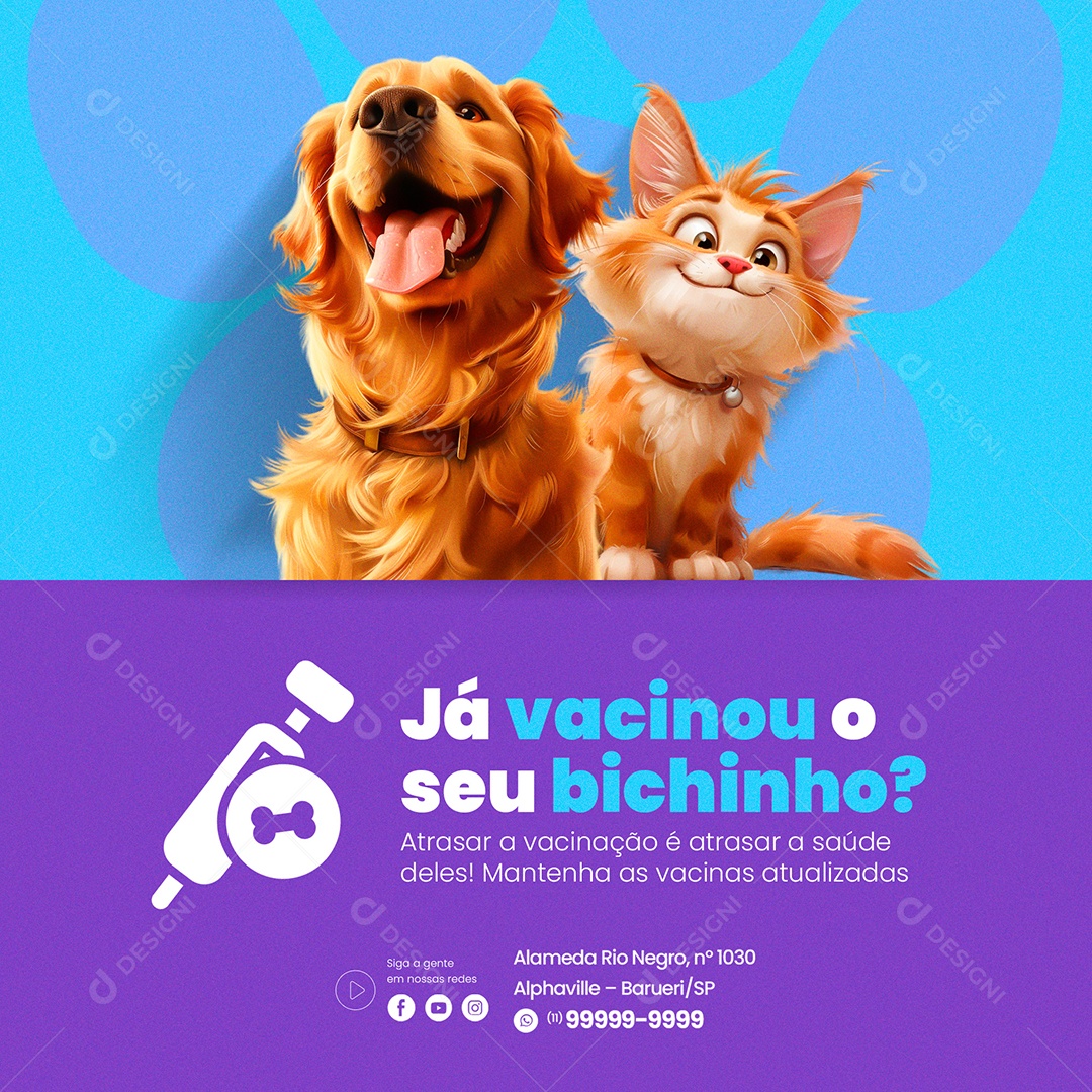 Pet Shop Já Vacinou o Seu Bichinho Social Media PSD Editável