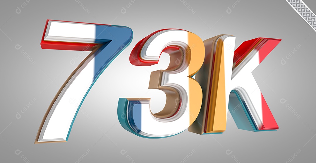 Seguidores 73K Elemento 3D Colorido para Composição PSD