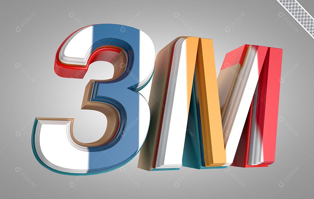 Seguidores 3M Elemento 3D Colorido para Composição PSD