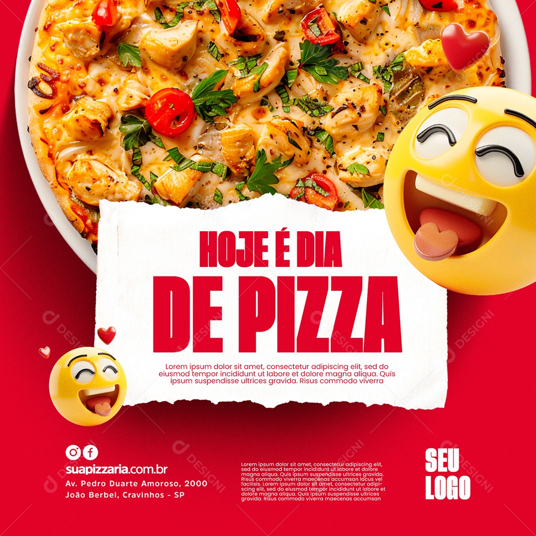 Pizzaria Hoje é Dia de Pizza Social Media PSD Editável