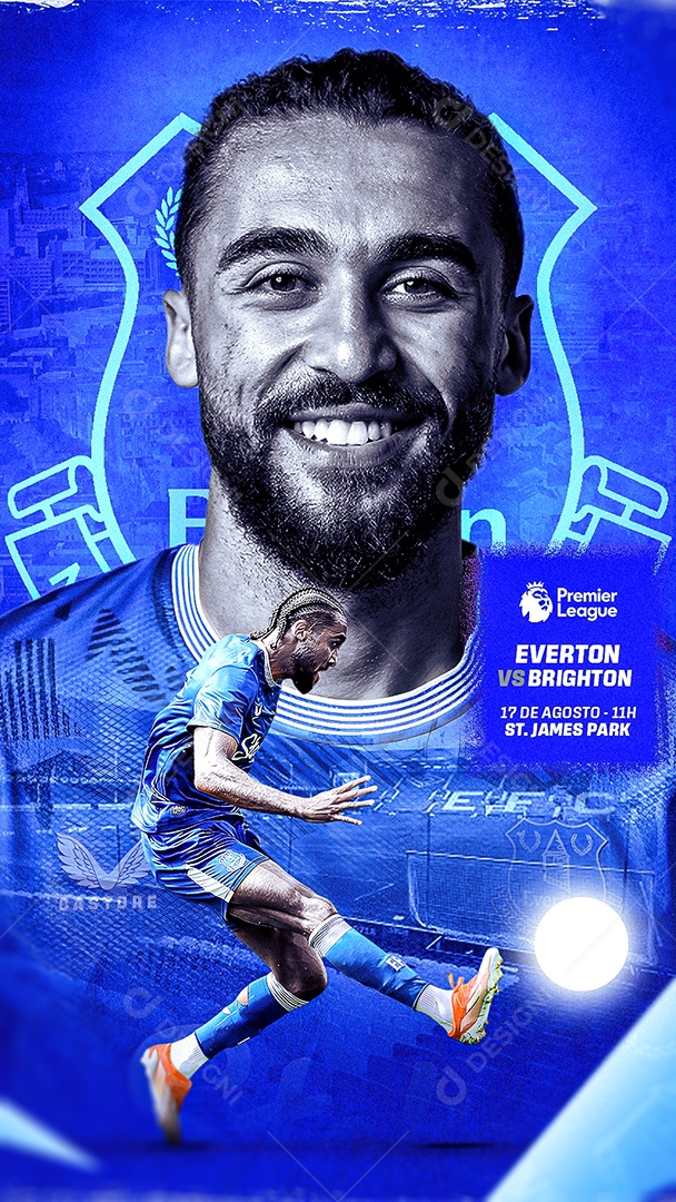 Flyer Matchday Calvert Lewin Everton Social Mídia PSD Editável
