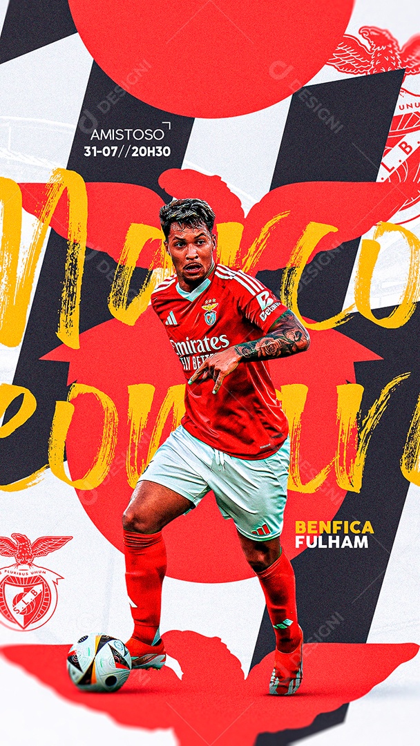 Flyer Matchday Marcos Leonardo Benfica Social Mídia PSD Editável