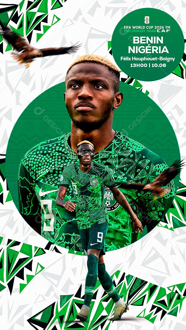 Flyer Matchday Osimhen Nigeria Social Mídia PSD Editável