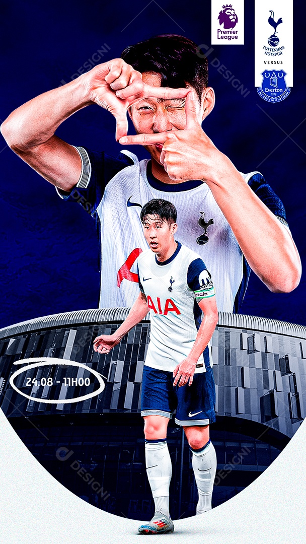Flyer Matchday Son Tottenham Social Mídia PSD Editável