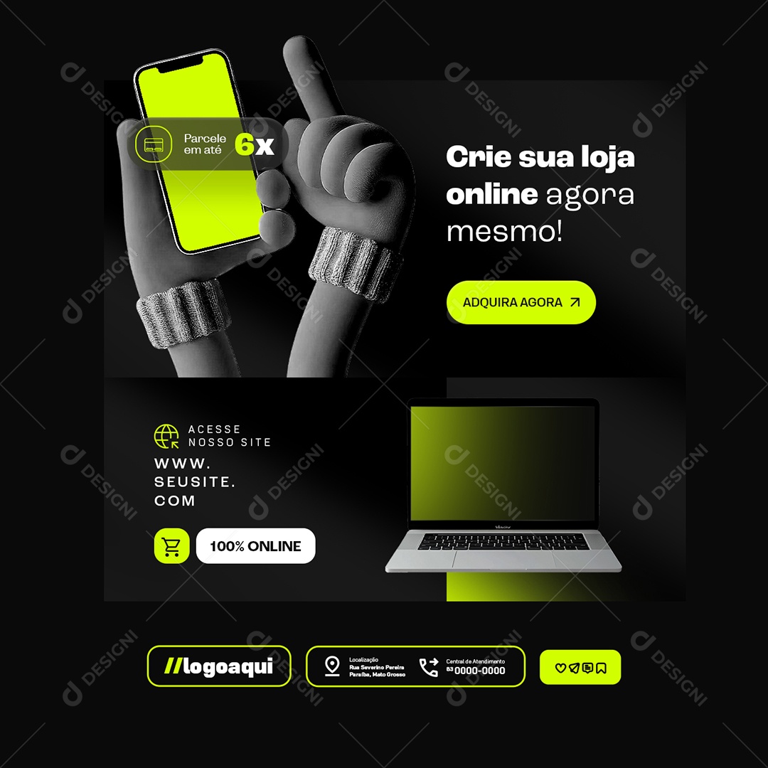 Crie sua Loja Online Agora Mesmo Social Media PSD Editável