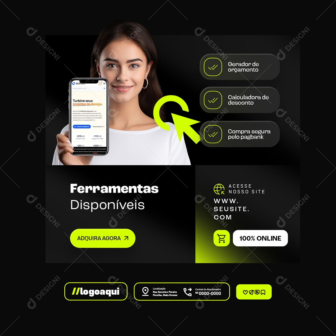 Loja Online Ferramentas Disponíveis Social Media PSD Editável