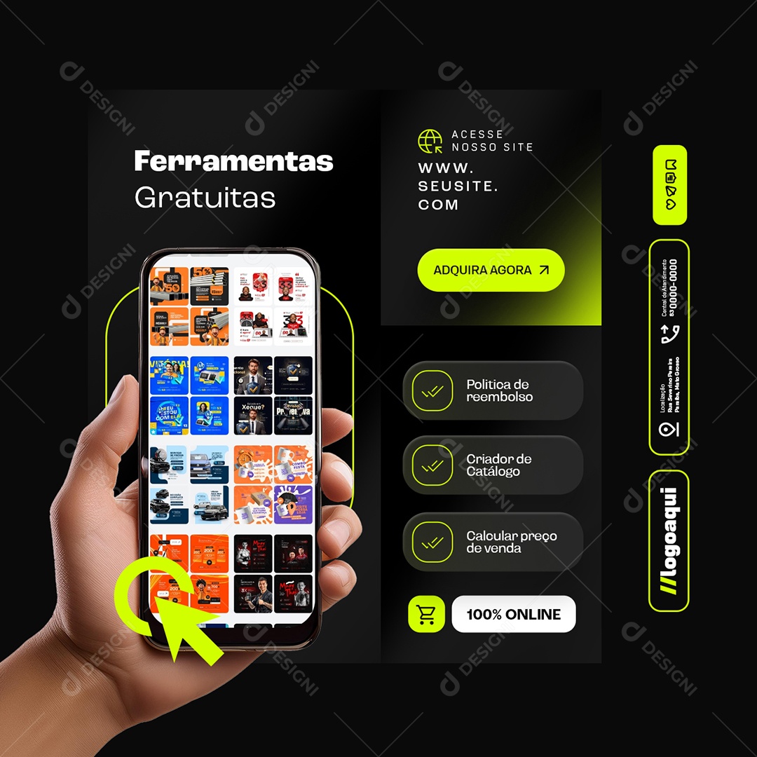 Loja Online Ferramentas Gratuitas Social Media PSD Editável