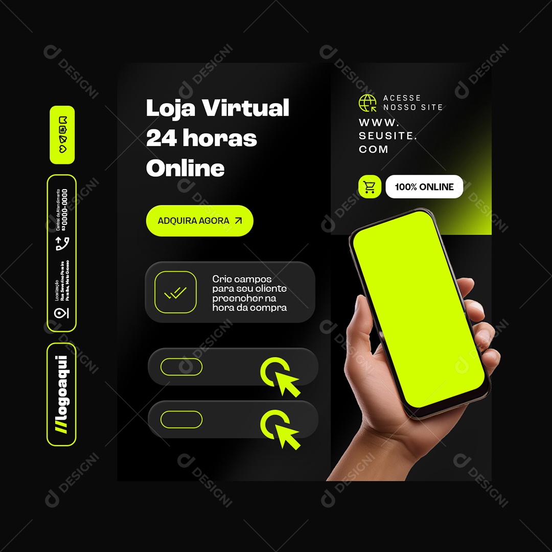 Loja Virtual 24 Horas Online Socia Adquira Agora Social Media PSD Editável