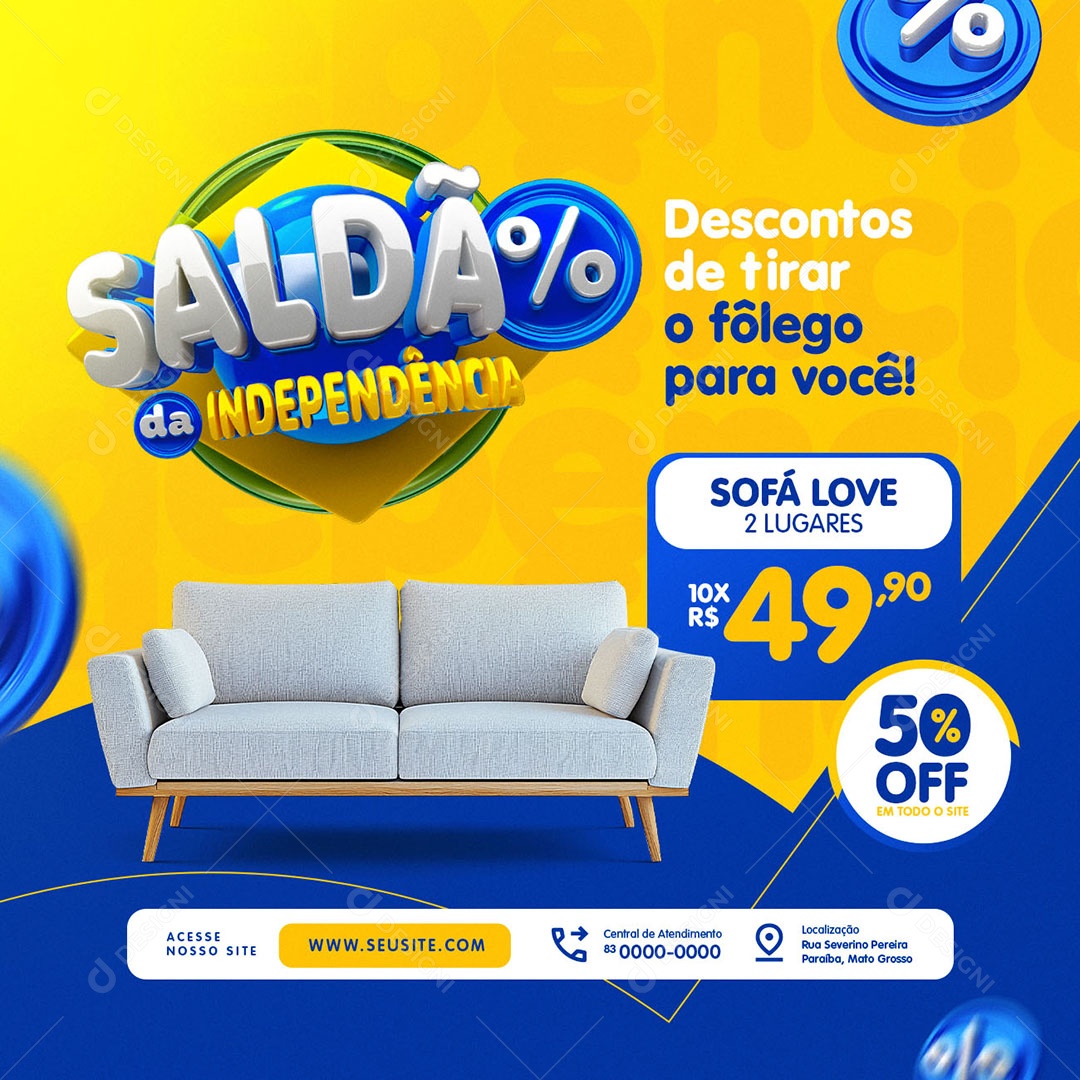 Saldão da Independência Loja Eletrodomésticos Sofá Love Social Media PSD Editável