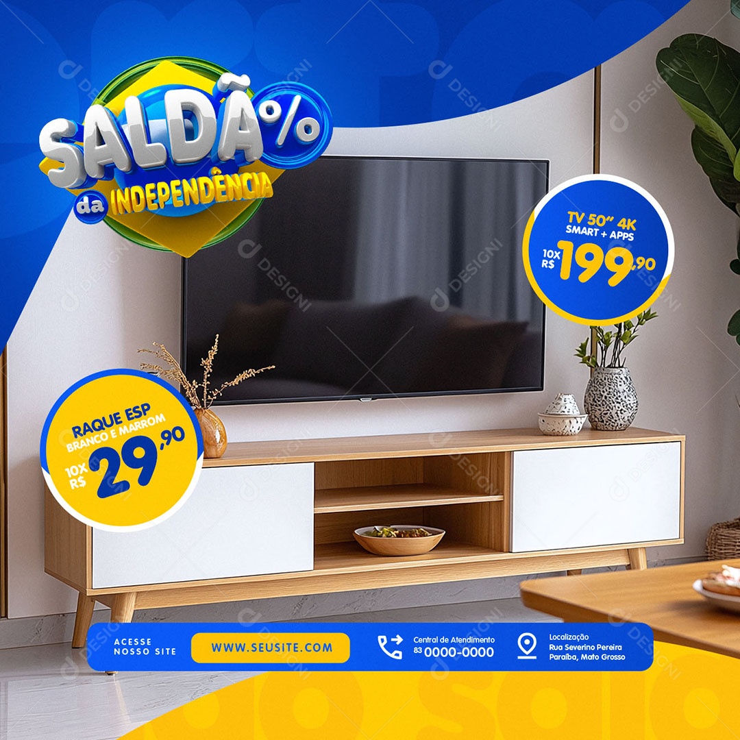 Saldão da Independência Loja Eletrodomésticos Tv Smart Social Media PSD Editável