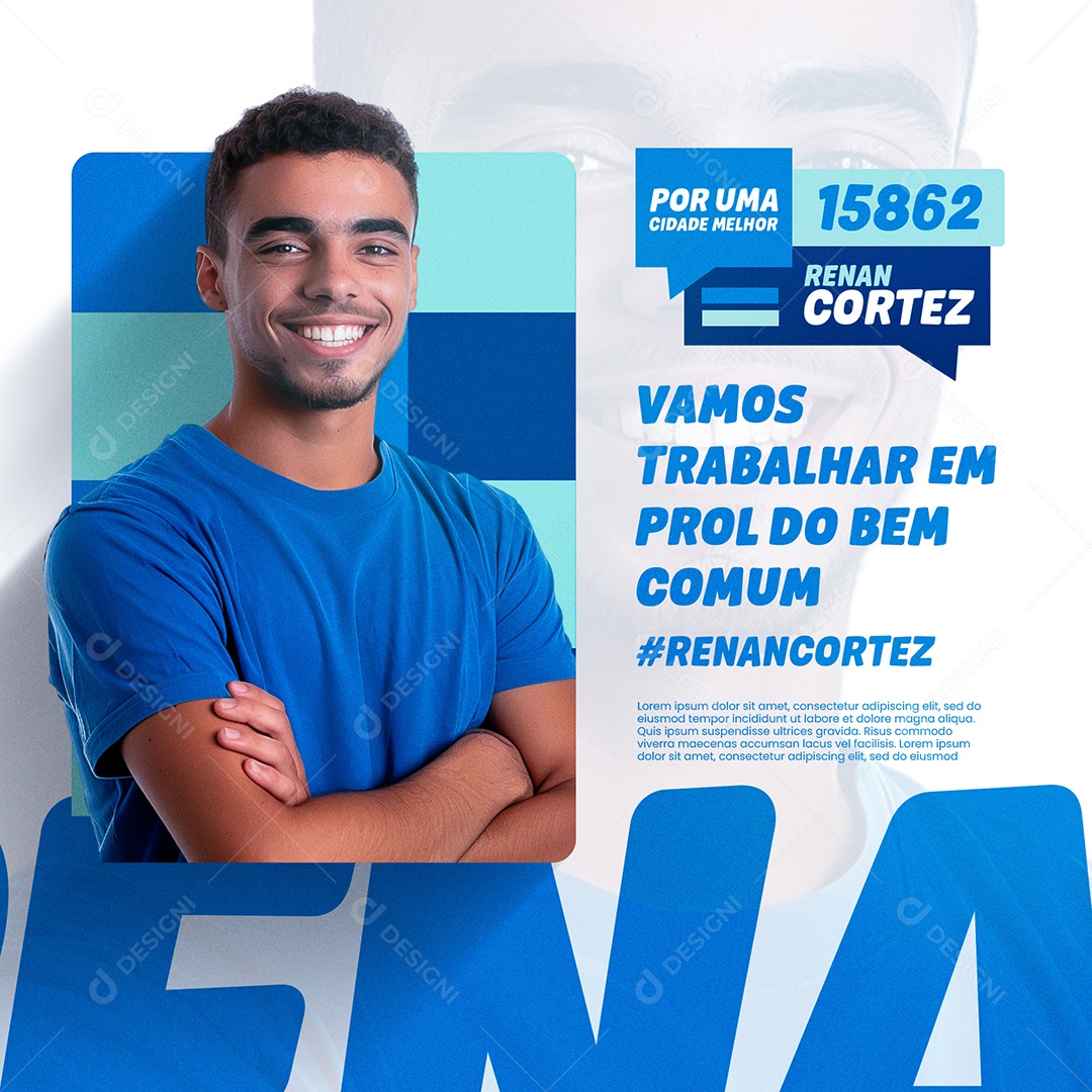 Política Vamos Trabalhar Em Prol do Bem Social Media PSD Editável