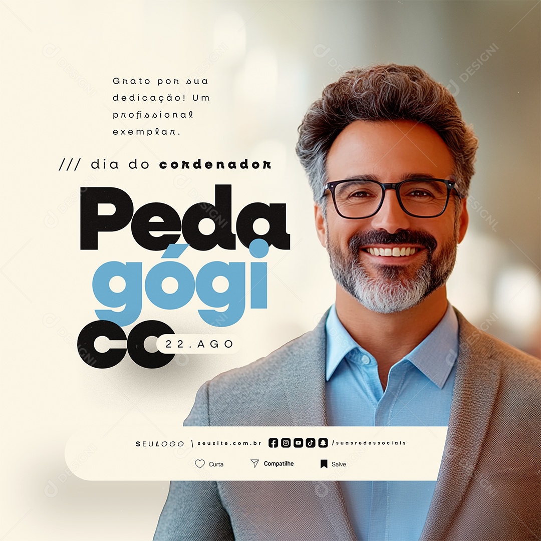 Dia do Cordenador Pedagógico 22 de Agosto Social Media PSD Editável