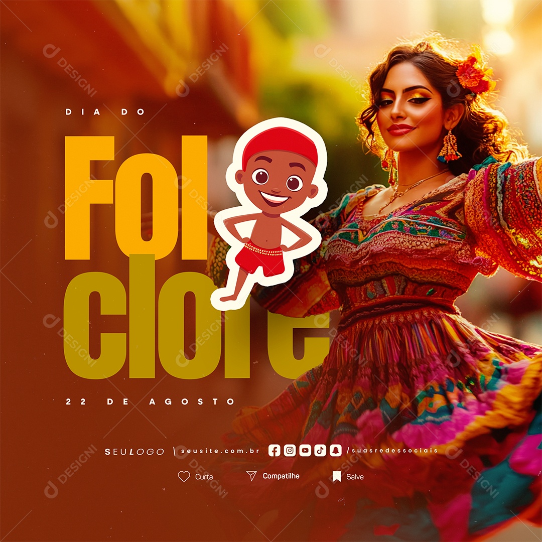 Dia do Folclore 22 de Agosto Social Media PSD Editável