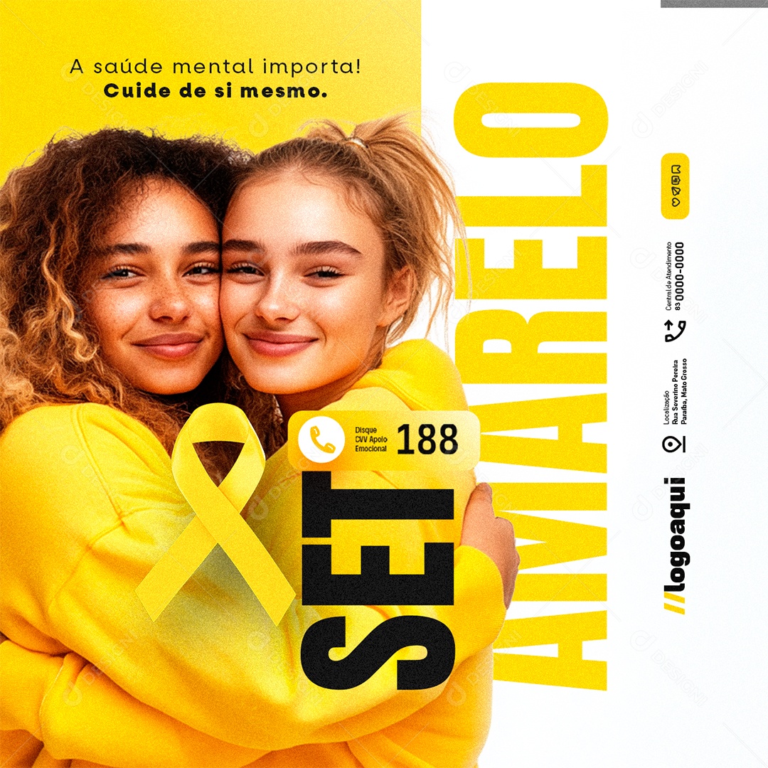Setembro Amarelo a Saúde Mental Importa Social Media PSD Editável