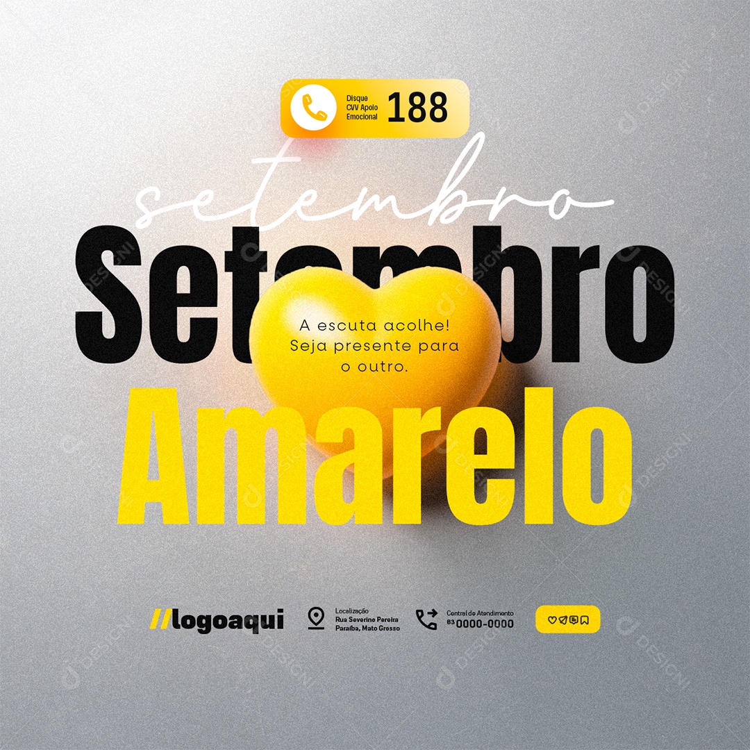 Setembro Amarelo a Escuta Acolhe Social Media PSD Editável