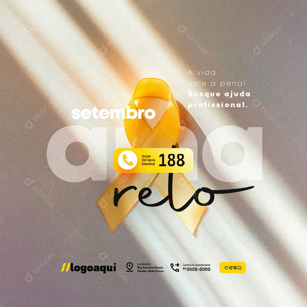 Setembro Amarelo Busque Ajuda Profissional Social Media PSD Editável