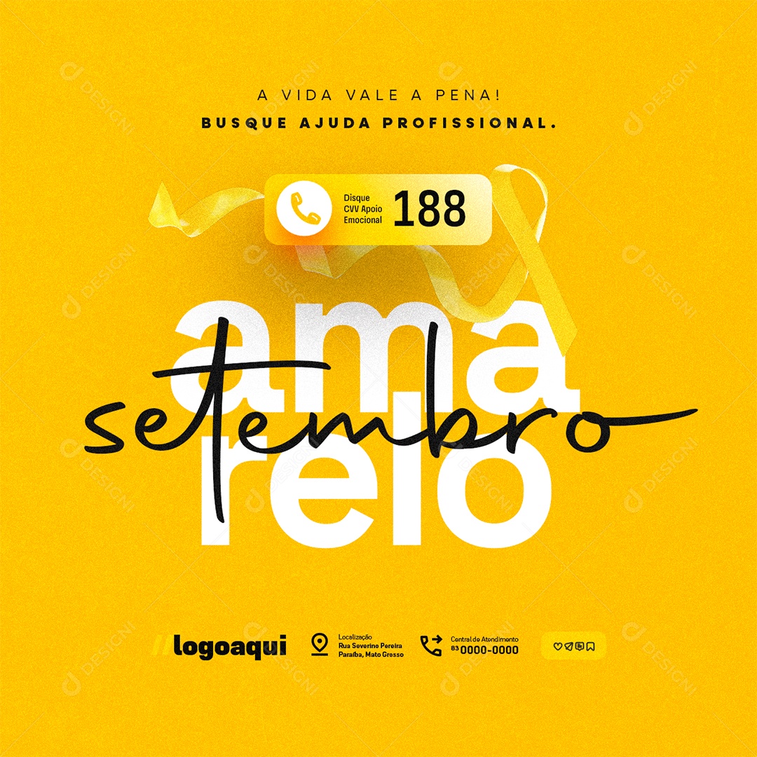Setembro Amarelo A Vida Vale a Pena Social Media PSD Editável