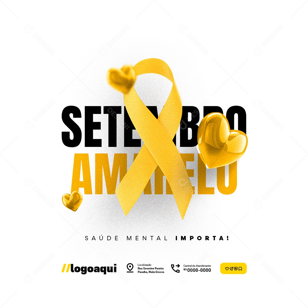 Setembro Amarelo Saúde Mental Importa Social Media PSD Editável