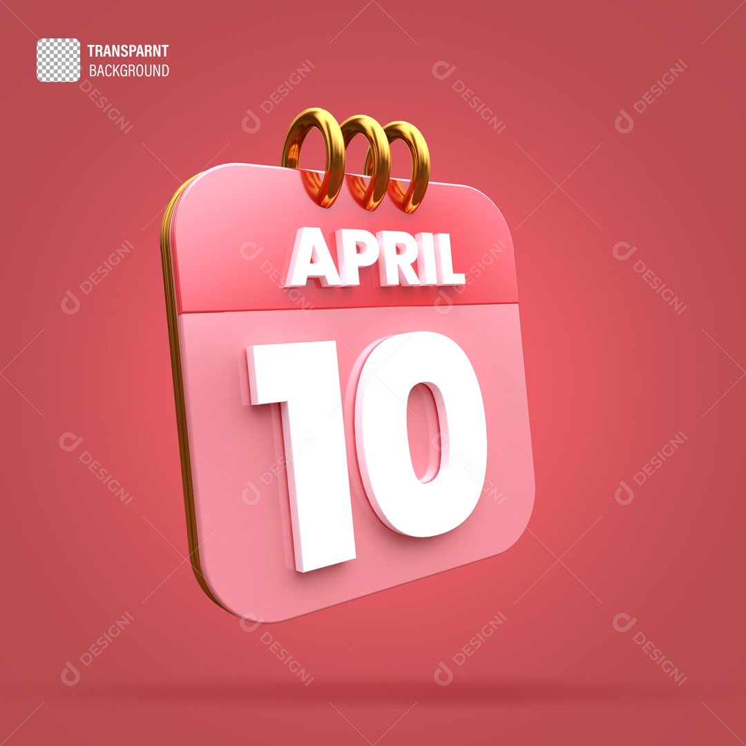 Calendário 10 Elemento 3D para Composição PSD