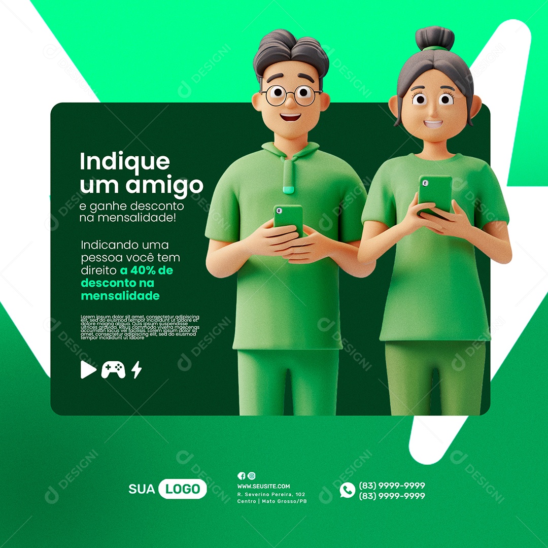 Provedor de Internet Indique Um Amigo Social Media PSD Editável