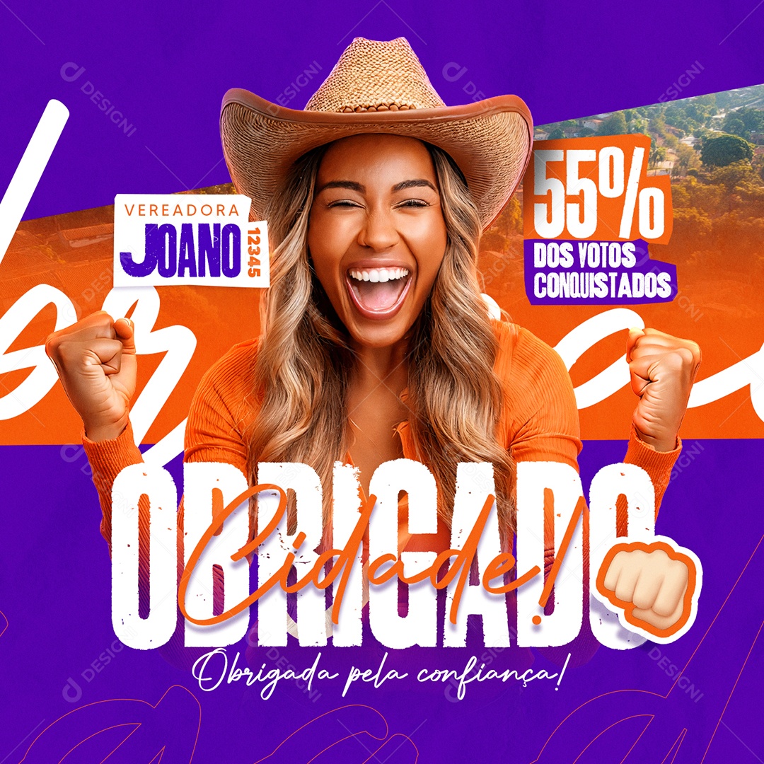 Política Eleições Vitoria Vereadora Joano Obrigado Social Media PSD Editável