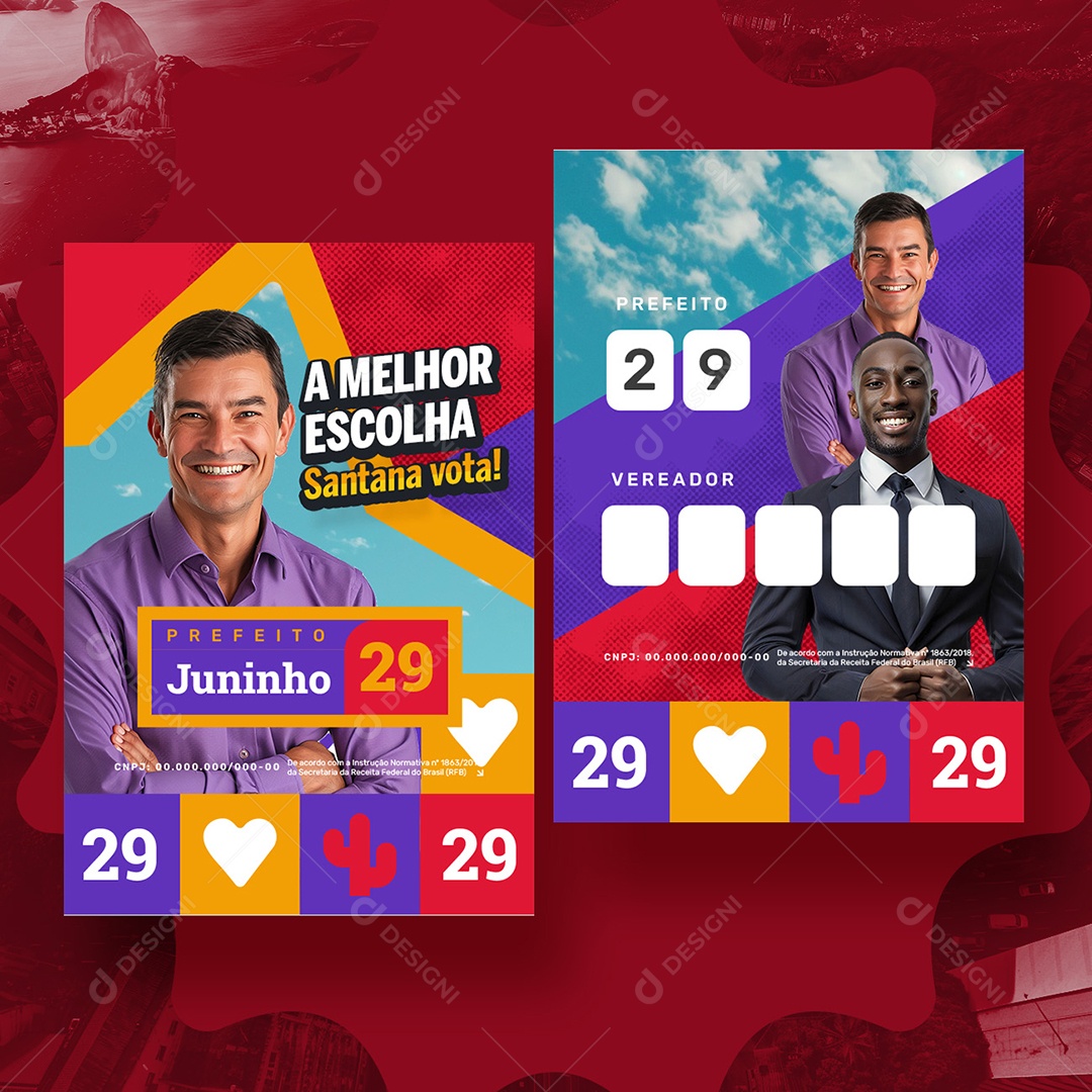 Política Santinho Prefeito Juninjo Social Media PSD Editável