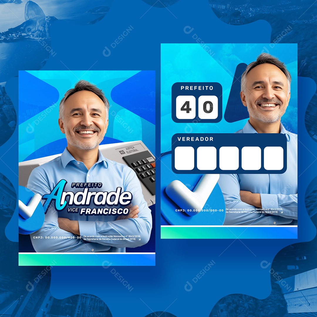 Política Santinho Prefeito Andrade Social Media PSD Editável