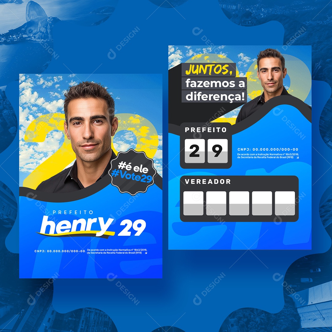 Política Santinho Prefeito Henry Social Media PSD Editável