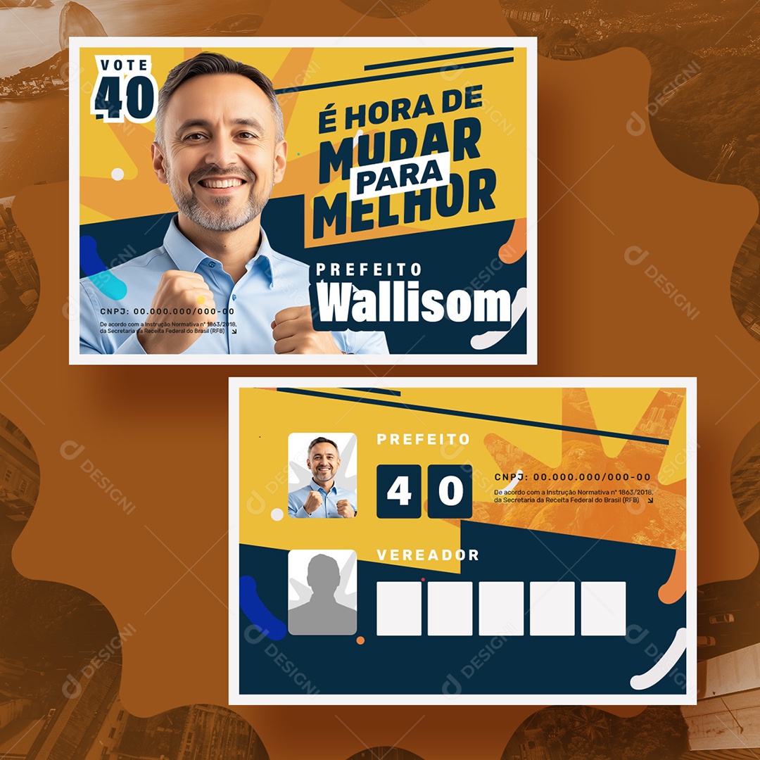 Política Santinho Prefeito Wallisom Social Media PSD Editável