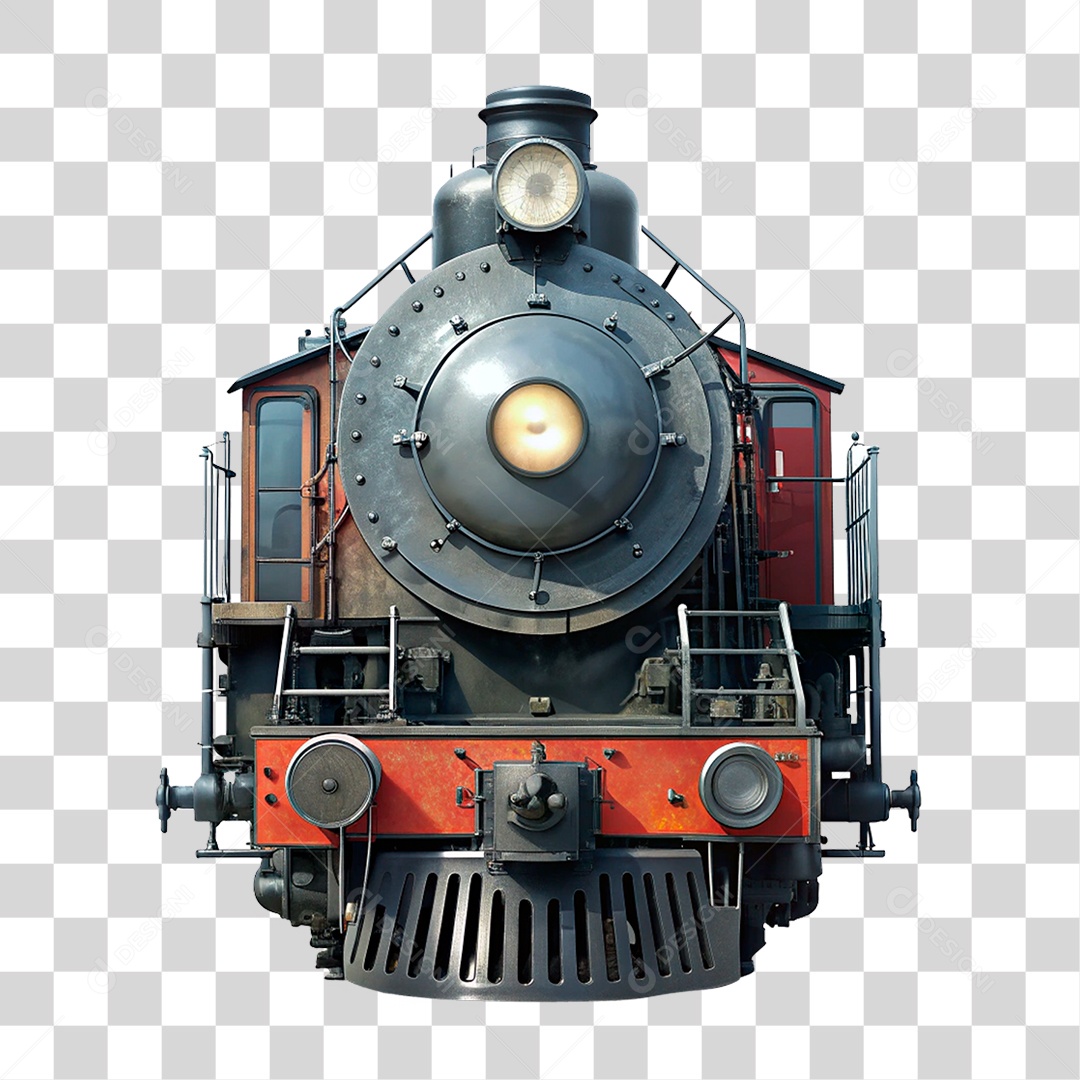 Elemento 3D Locomotiva PNG Transparente