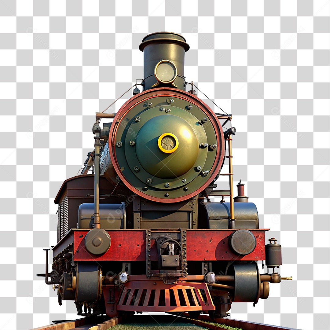 Elemento 3D Locomotiva PNG Transparente