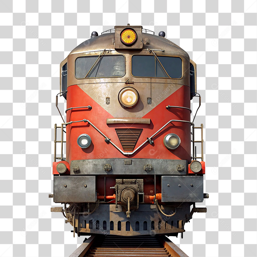 Elemento 3D Locomotiva PNG Transparente