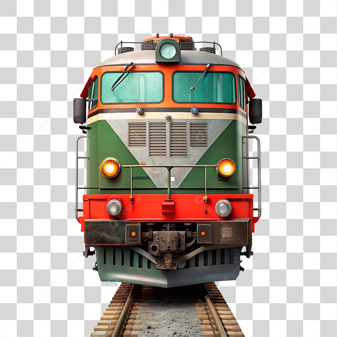 Elemento 3D Locomotiva PNG Transparente