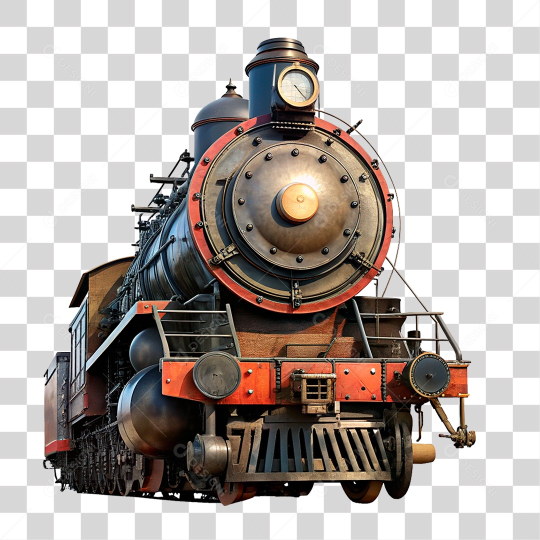Elemento 3D Locomotiva PNG Transparente