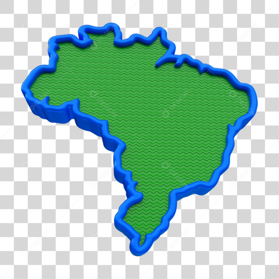 Elemento 3D Mapa do Brasil PNG Transparente